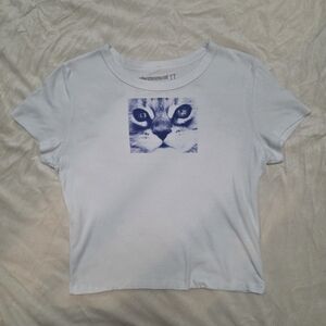 Y2K Style Cat Tee Crop Top